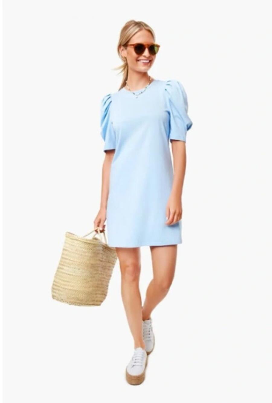 Tuckernuck NWOT Pomander Place‎ Mini Dress XXL Light Blue Stella Puff Sleeve